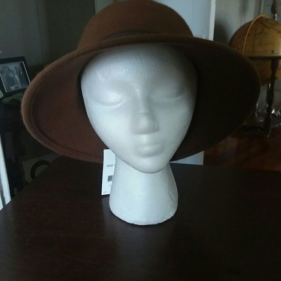 Nine West Wool Fedora Bucket Hat, NWT, Brown - Picture 4 of 8